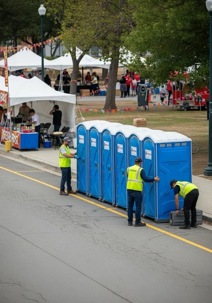 City staff arranging porta potties at a park during a community fair or food festival 48371 Oxford, MI 4 City staff arranging porta potties at a park during a community fair or food festival 48371 Oxford, MI 3